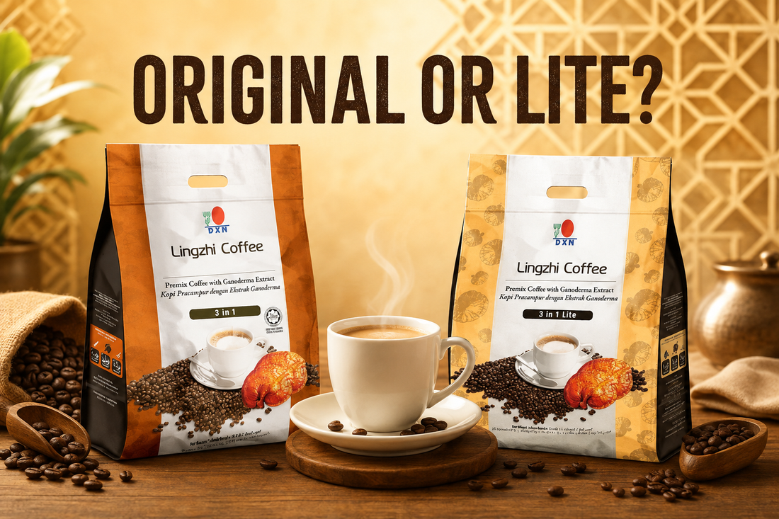 DXN Lingzhi Coffee 3-in-1 Original and Lite comparison