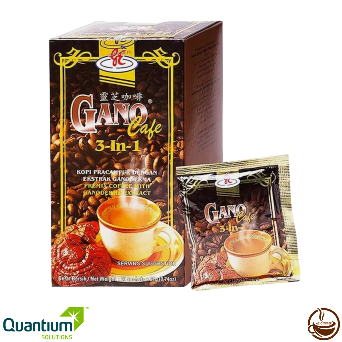 Gano Excel Café 3-in-1 Coffee with Ganoderma Reishi Extract (20 Sachets/box) - 1 Box