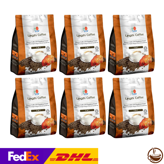 DXN Lingzhi Coffee 3-in-1 with Ganoderma (20 Sachets/pack) - 6 Boxes