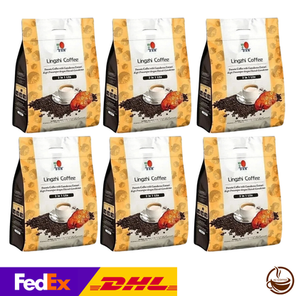 DXN Lingzhi Coffee 3-in-1 Lite with Ganoderma (20 Sachets/pack) - 6 Boxes