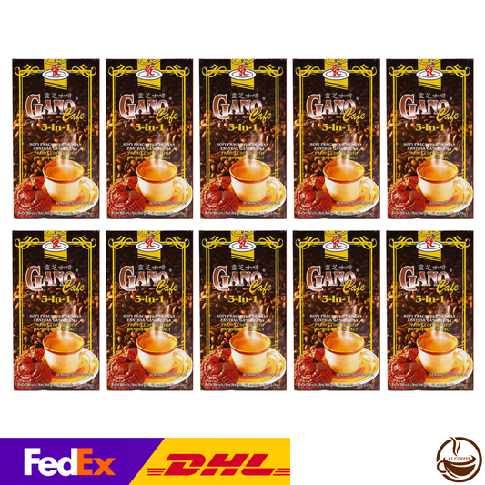 Gano Excel Café 3-in-1 Coffee with Ganoderma Reishi Extract (20 Sachets/box) - 10 Boxes