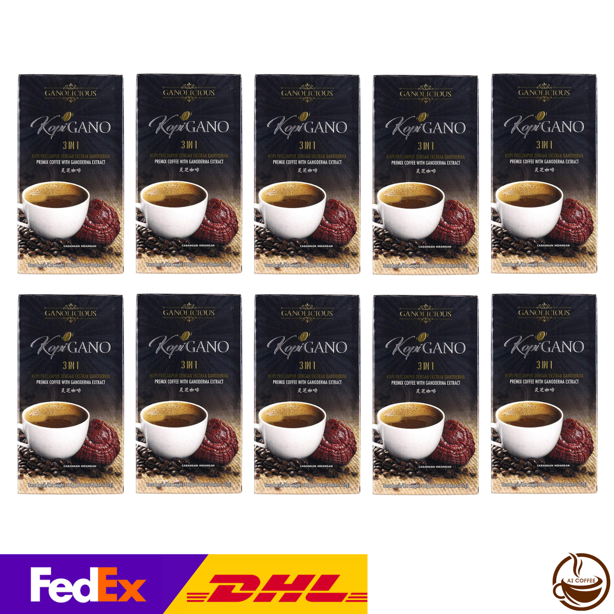 Gano Excel Ganolicious KopiGano 3-in-1 (15 Sachets/box) - 10 Boxes