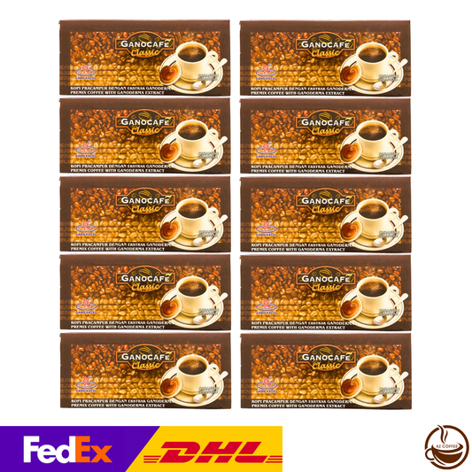 Gano Excel Ganocafé Classic Black Coffee with Ganoderma (30 Sachets/box) - 10 Boxes
