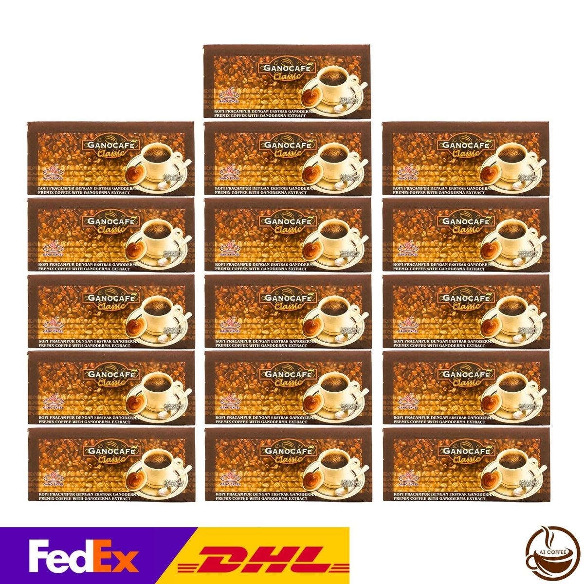 Gano Excel Ganocafé Classic Black Coffee with Ganoderma (30 Sachets/box) - 16 Boxes