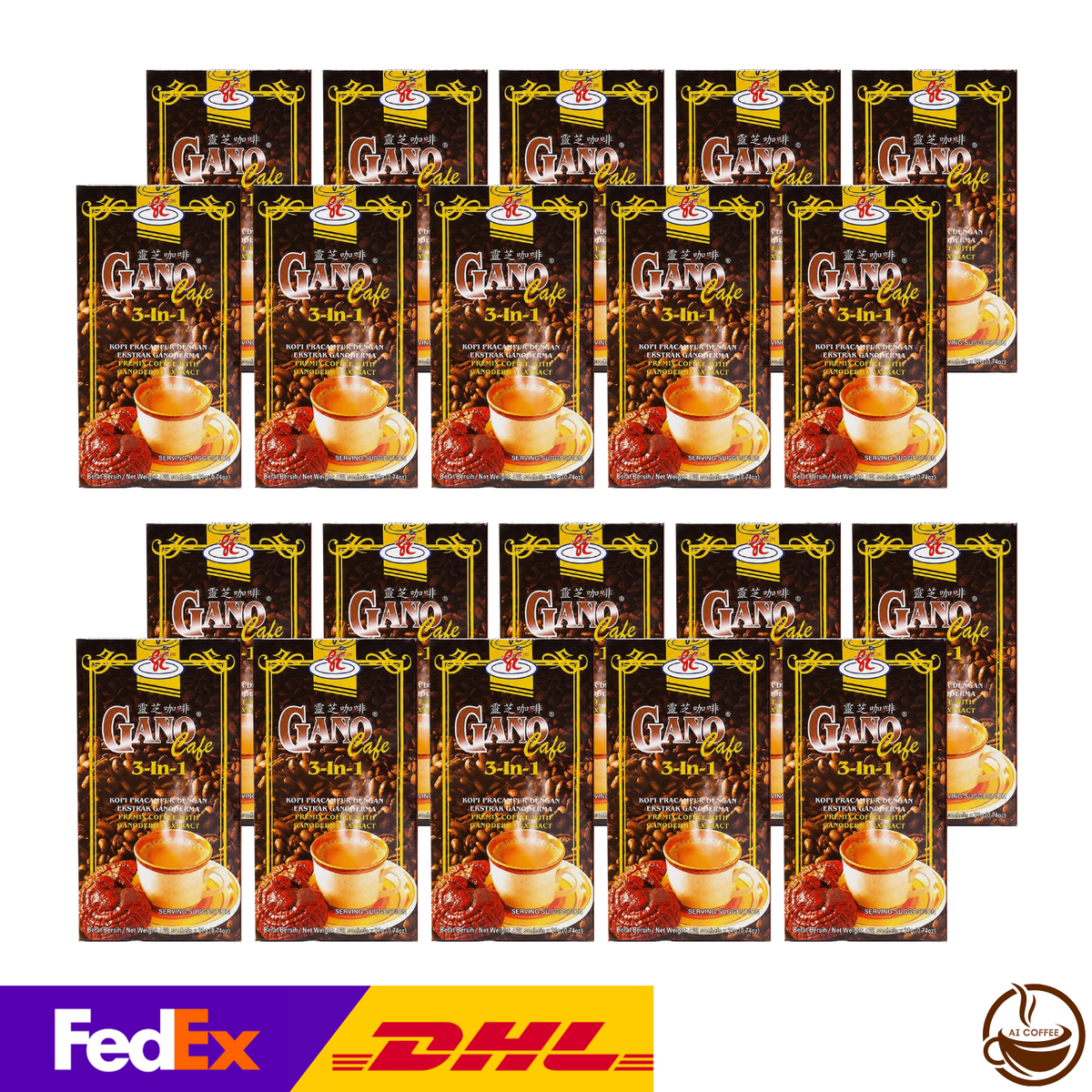Gano Excel Café 3-in-1 Coffee with Ganoderma Reishi Extract (20 Sachets/box) - 20 Boxes