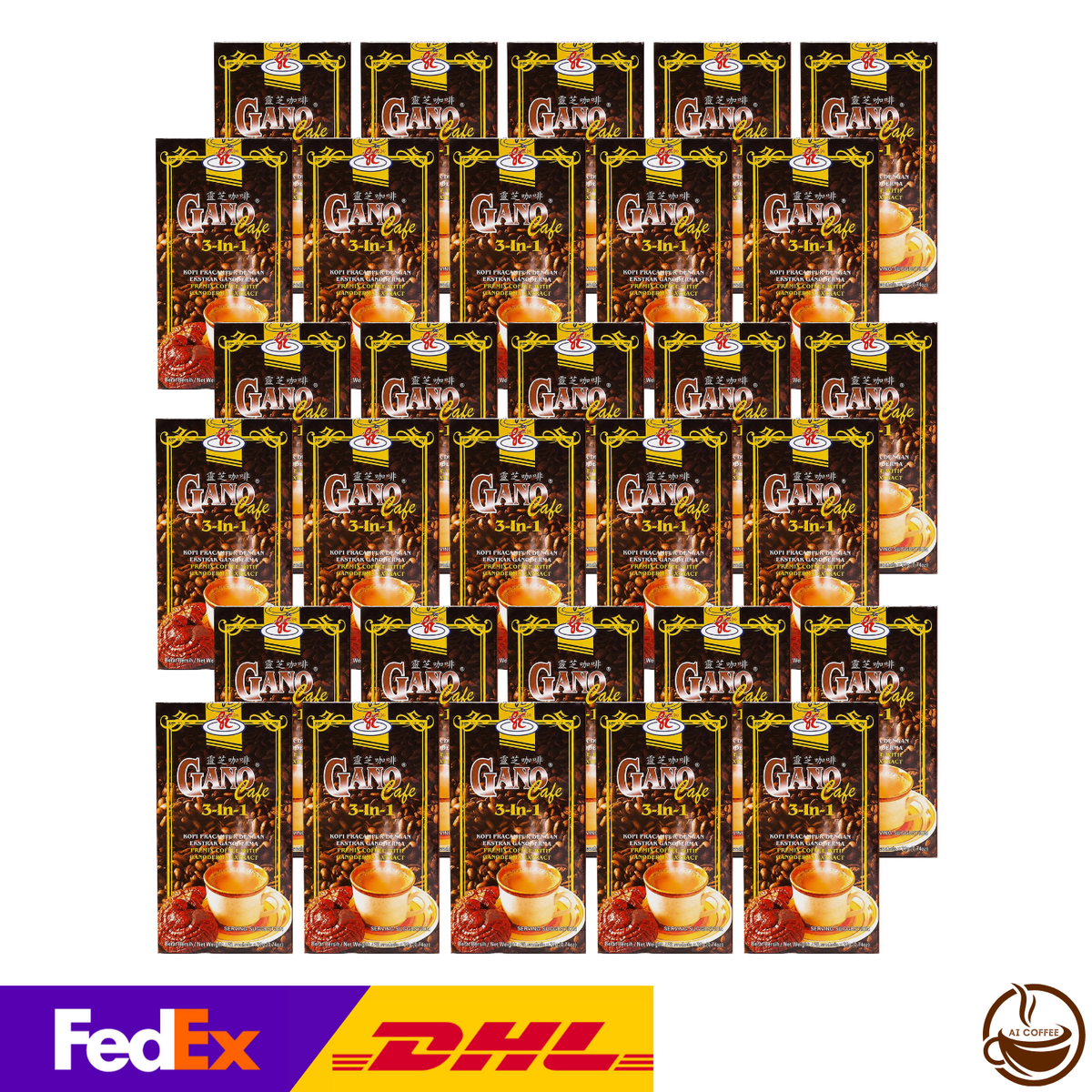 Gano Excel Café 3-in-1 Coffee with Ganoderma Reishi Extract (20 Sachets/box) - 30 Boxes