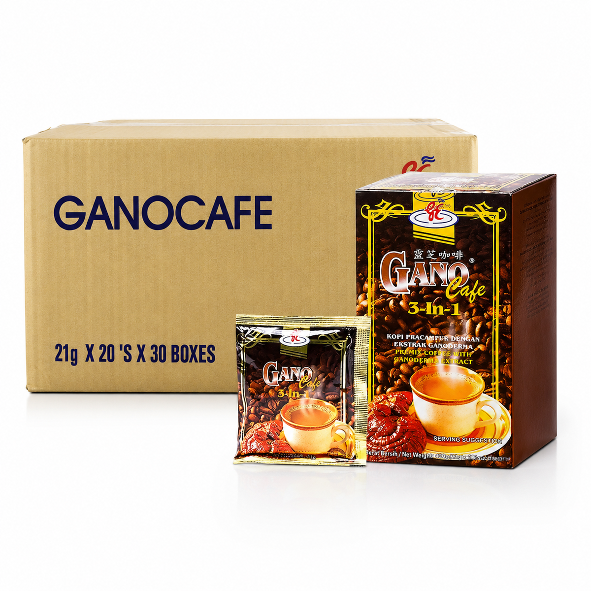 Gano Excel Café 3-in-1 Coffee with Ganoderma Reishi Extract (20 Sachets/box) - 1 Box